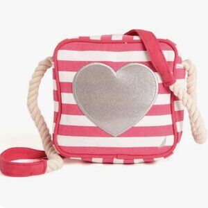 Nautica Sparkly Heart Pink Striped Cotton Bag